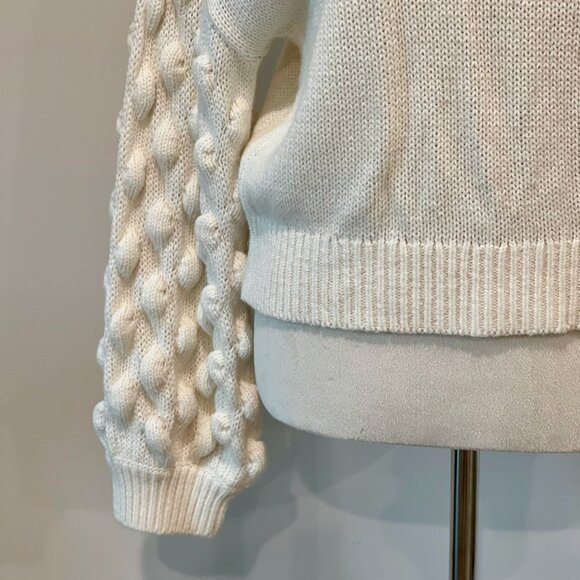 COPY - Divided Cream Bobble Sleeve Pull Over Oversized Chunky Crew Neck Sweater - Picture 8 of 9